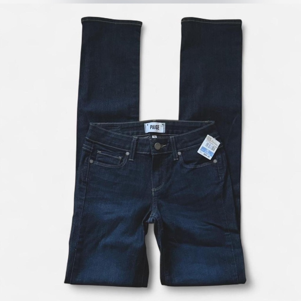 PAIGE Dark Indigo Straight Leg Jeans